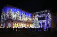 Projektion von verzaubertem Wald - Como Magic Light Festival 2015