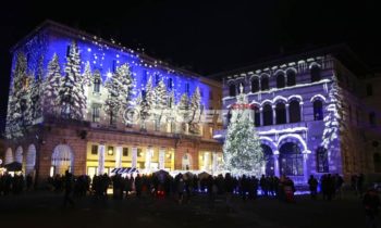 Schneebedeckte Waldprojektion in Como