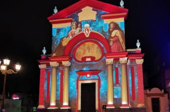 architectural mapped lighting with projectors
