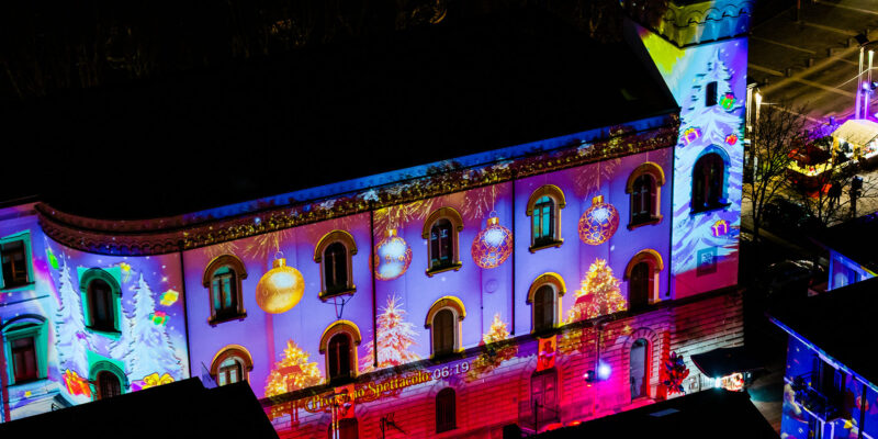 Christmas atmosphere in the city with christmas lights