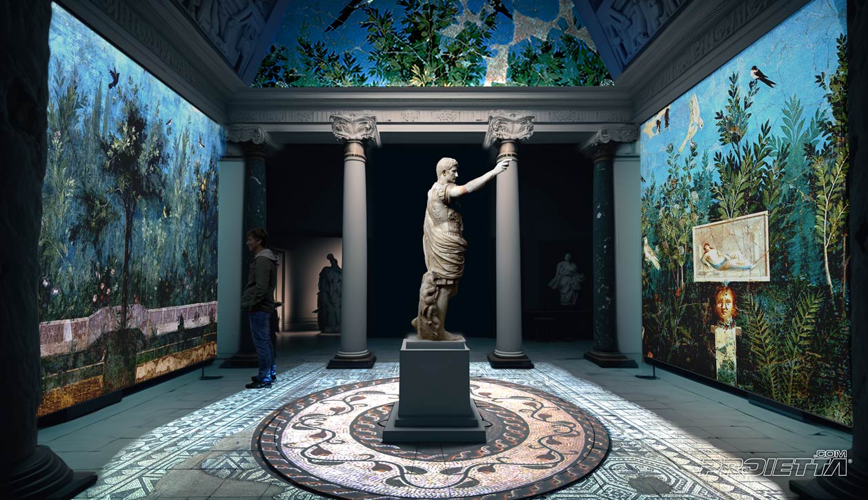Museumsraum mit Projektionen