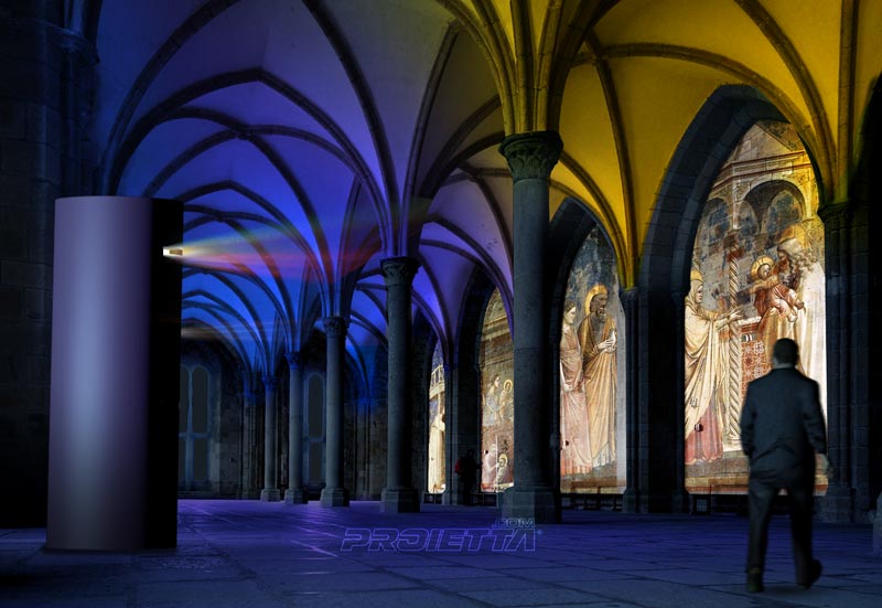 Innen-Totem - Freskenprojektionen in einer Kirche