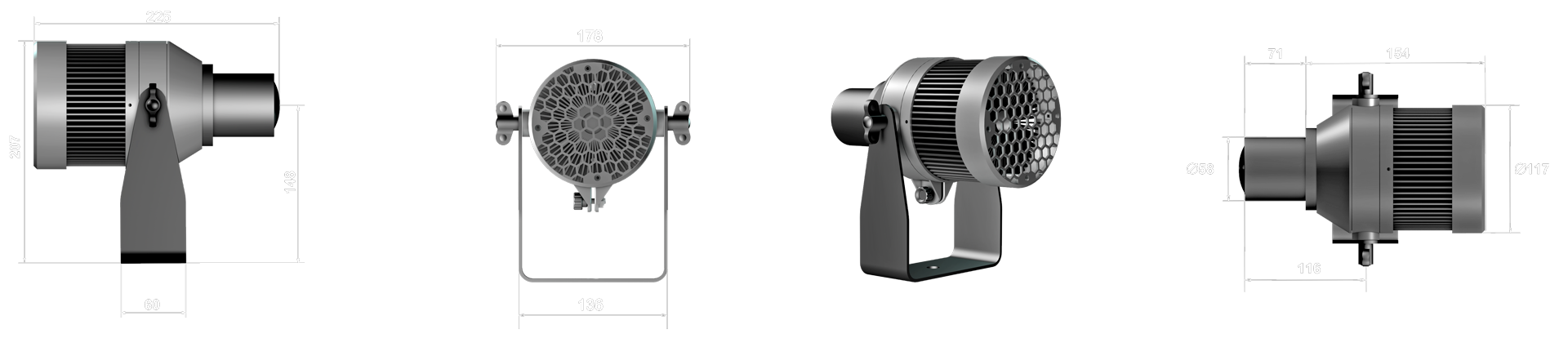 Miniproled Proietta 100W Misure